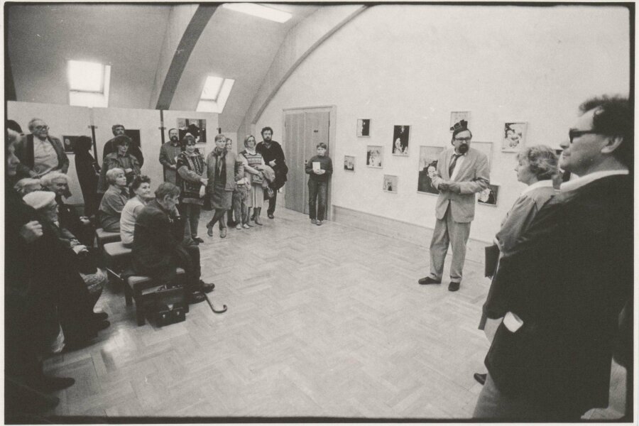 Karel Moudrý, Nina Dvořáková při zahájení výstavy